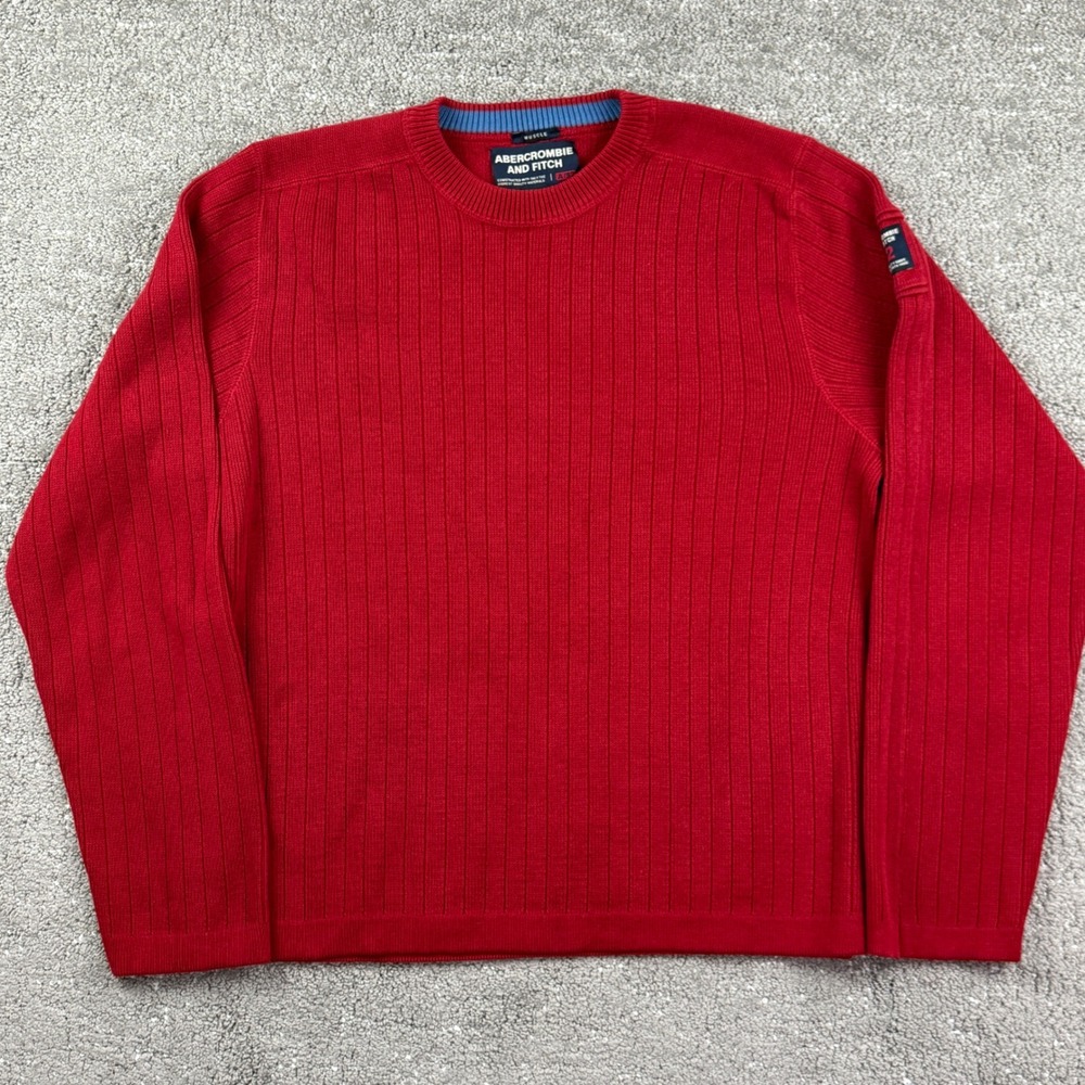 Vintage Y2K Abercrombie Fitch Muscle Sweater Mens XL Red Ribbed Knit